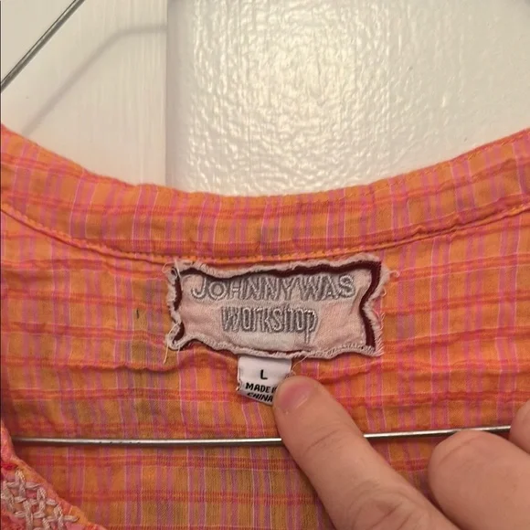 LIKE NEW Johnny Was Embroidered Orange Blouse with Floral and Butterfly Design - Picture 5 of 9